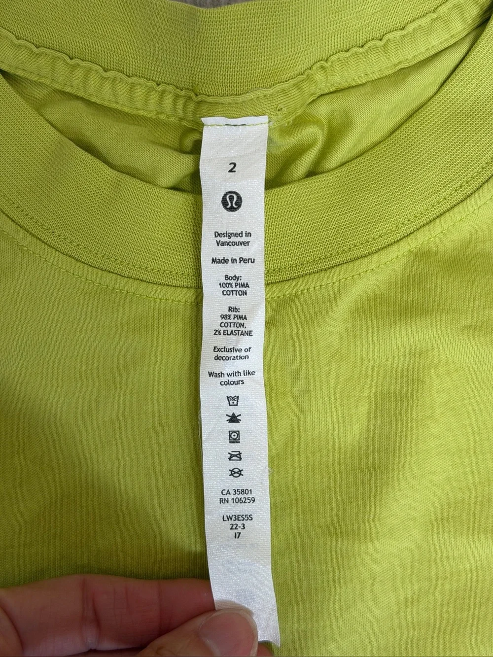 lululemon athletica All Yours Chartreuse Pima Cotton Short Sleeve Crew Tee